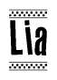 Lia Bold Text with Racing Checkerboard Pattern Border