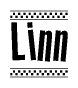 Linn Bold Text with Racing Checkerboard Pattern Border