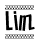 The clipart image displays the text Linz in a bold, stylized font. It is enclosed in a rectangular border with a checkerboard pattern running below and above the text, similar to a finish line in racing. 