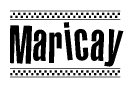 The clipart image displays the text Maricay in a bold, stylized font. It is enclosed in a rectangular border with a checkerboard pattern running below and above the text, similar to a finish line in racing. 