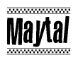 The clipart image displays the text Maytal in a bold, stylized font. It is enclosed in a rectangular border with a checkerboard pattern running below and above the text, similar to a finish line in racing. 