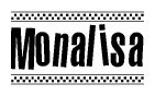The clipart image displays the text Monalisa in a bold, stylized font. It is enclosed in a rectangular border with a checkerboard pattern running below and above the text, similar to a finish line in racing. 