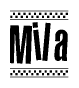 The clipart image displays the text Mila in a bold, stylized font. It is enclosed in a rectangular border with a checkerboard pattern running below and above the text, similar to a finish line in racing. 