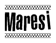 The image contains the text Maresi in a bold, stylized font, with a checkered flag pattern bordering the top and bottom of the text.