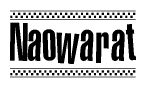 The image contains the text Naowarat in a bold, stylized font, with a checkered flag pattern bordering the top and bottom of the text.