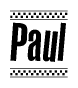 The image contains the text Paul in a bold, stylized font, with a checkered flag pattern bordering the top and bottom of the text.