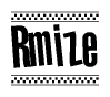 The clipart image displays the text Rmize in a bold, stylized font. It is enclosed in a rectangular border with a checkerboard pattern running below and above the text, similar to a finish line in racing. 