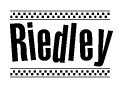 The clipart image displays the text Riedley in a bold, stylized font. It is enclosed in a rectangular border with a checkerboard pattern running below and above the text, similar to a finish line in racing. 