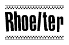The clipart image displays the text Rhoelter in a bold, stylized font. It is enclosed in a rectangular border with a checkerboard pattern running below and above the text, similar to a finish line in racing. 