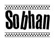 The clipart image displays the text Sobhan in a bold, stylized font. It is enclosed in a rectangular border with a checkerboard pattern running below and above the text, similar to a finish line in racing. 