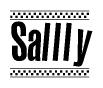 The clipart image displays the text Sallly in a bold, stylized font. It is enclosed in a rectangular border with a checkerboard pattern running below and above the text, similar to a finish line in racing. 