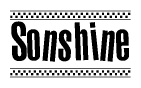 The image contains the text Sonshine in a bold, stylized font, with a checkered flag pattern bordering the top and bottom of the text.