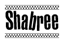 Shabree Bold Text with Racing Checkerboard Pattern Border