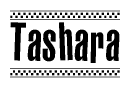Tashara Bold Text with Racing Checkerboard Pattern Border