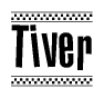 The clipart image displays the text Tiver in a bold, stylized font. It is enclosed in a rectangular border with a checkerboard pattern running below and above the text, similar to a finish line in racing. 