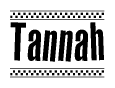 The clipart image displays the text Tannah in a bold, stylized font. It is enclosed in a rectangular border with a checkerboard pattern running below and above the text, similar to a finish line in racing. 