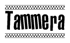The clipart image displays the text Tammera in a bold, stylized font. It is enclosed in a rectangular border with a checkerboard pattern running below and above the text, similar to a finish line in racing. 