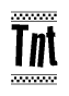 The clipart image displays the text Tnt in a bold, stylized font. It is enclosed in a rectangular border with a checkerboard pattern running below and above the text, similar to a finish line in racing. 