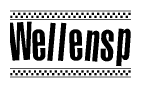 The clipart image displays the text Wellensp in a bold, stylized font. It is enclosed in a rectangular border with a checkerboard pattern running below and above the text, similar to a finish line in racing. 