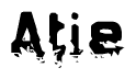 The image contains the word Atie in a stylized font with a static looking effect at the bottom of the words