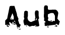 The image contains the word Aub in a stylized font with a static looking effect at the bottom of the words