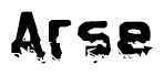 The image contains the word Arse in a stylized font with a static looking effect at the bottom of the words