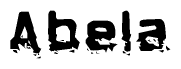 The image contains the word Abela in a stylized font with a static looking effect at the bottom of the words