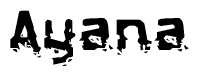 The image contains the word Ayana in a stylized font with a static looking effect at the bottom of the words