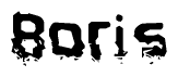   The image contains the word Boris in a stylized font with a static looking effect at the bottom of the words 