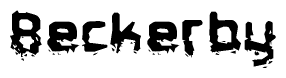 The image contains the word Beckerby in a stylized font with a static looking effect at the bottom of the words