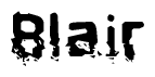 The image contains the word Blair in a stylized font with a static looking effect at the bottom of the words