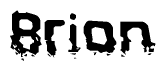 The image contains the word Brion in a stylized font with a static looking effect at the bottom of the words