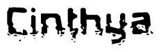   The image contains the word Cinthya in a stylized font with a static looking effect at the bottom of the words 