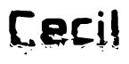 The image contains the word Cecil in a stylized font with a static looking effect at the bottom of the words