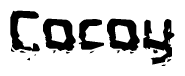 The image contains the word Cocoy in a stylized font with a static looking effect at the bottom of the words