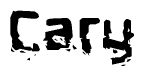 The image contains the word Cary in a stylized font with a static looking effect at the bottom of the words
