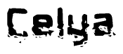 This nametag says Celya, and has a static looking effect at the bottom of the words. The words are in a stylized font.