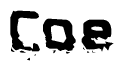 The image contains the word Coe in a stylized font with a static looking effect at the bottom of the words