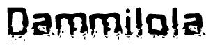 The image contains the word Dammilola in a stylized font with a static looking effect at the bottom of the words