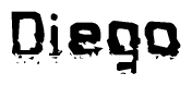The image contains the word Diego in a stylized font with a static looking effect at the bottom of the words