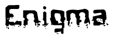 The image contains the word Enigma in a stylized font with a static looking effect at the bottom of the words
