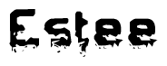 The image contains the word Estee in a stylized font with a static looking effect at the bottom of the words