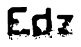 This nametag says Edz, and has a static looking effect at the bottom of the words. The words are in a stylized font.