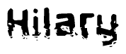 The image contains the word Hilary in a stylized font with a static looking effect at the bottom of the words