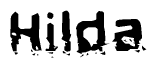 The image contains the word Hilda in a stylized font with a static looking effect at the bottom of the words