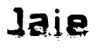 This nametag says Jaie, and has a static looking effect at the bottom of the words. The words are in a stylized font.