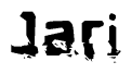 This nametag says Jari, and has a static looking effect at the bottom of the words. The words are in a stylized font.