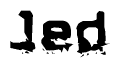 The image contains the word Jed in a stylized font with a static looking effect at the bottom of the words