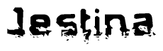 The image contains the word Jestina in a stylized font with a static looking effect at the bottom of the words