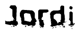The image contains the word Jordi in a stylized font with a static looking effect at the bottom of the words